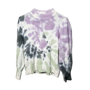 Madewell Tie-Dye Puff Sleeve Sweater Medium Stretch Boho Breathable Chunky Knit